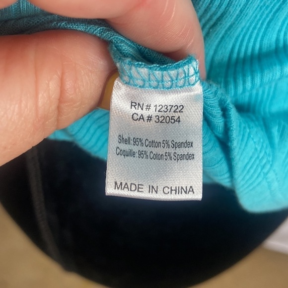 One September Turquoise Ribbed Asymmetrical Tank Top with Ruffle Accent - Picture 5 of 7